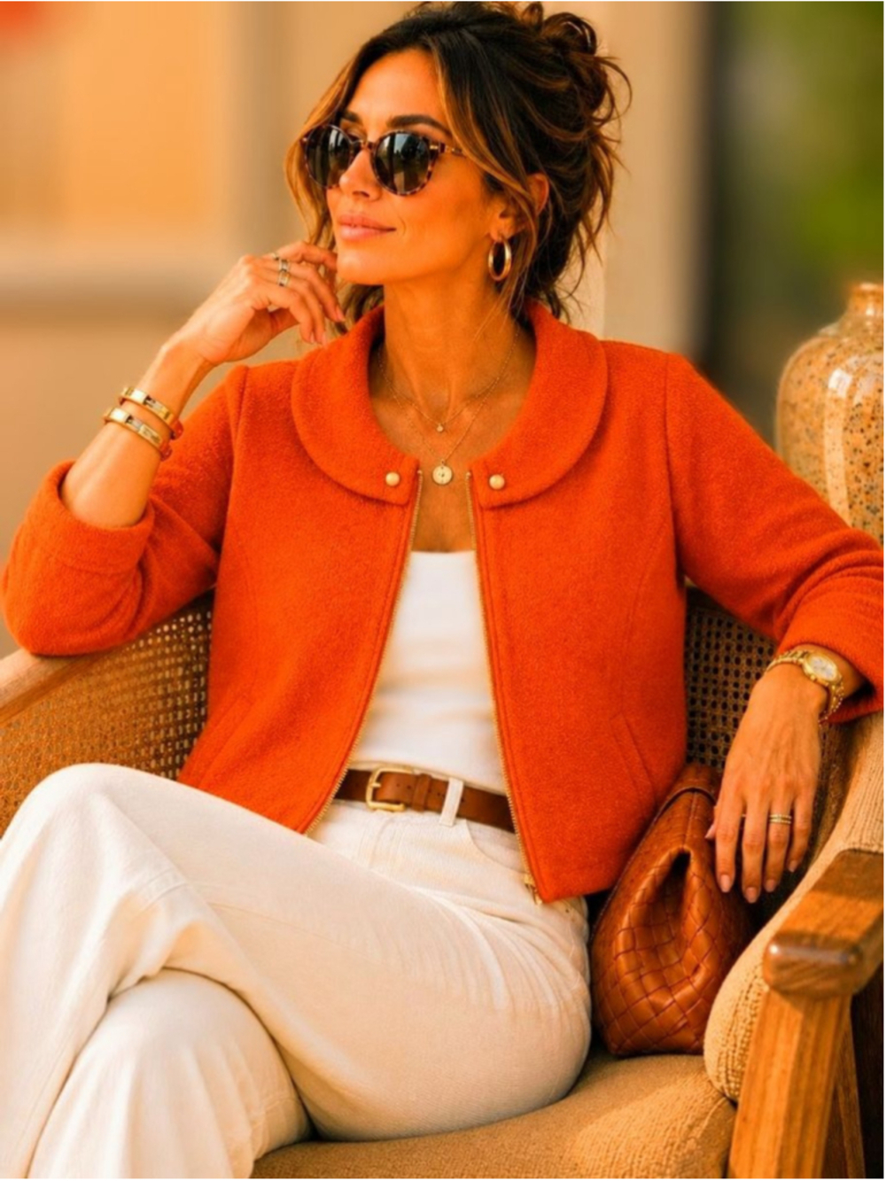 St. John Collection Orange Knit Jacket | USA Made